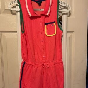 YOUTH GIRLS Tommy Hilfiger 12/14 LARGE Spring Pink Romper with Pockets!